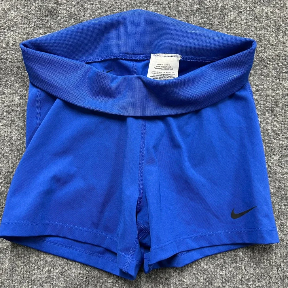 Nike Athletic Shorts Womens Size S Blue Dri-Fit Pro Compression Yoga Gym Workout
